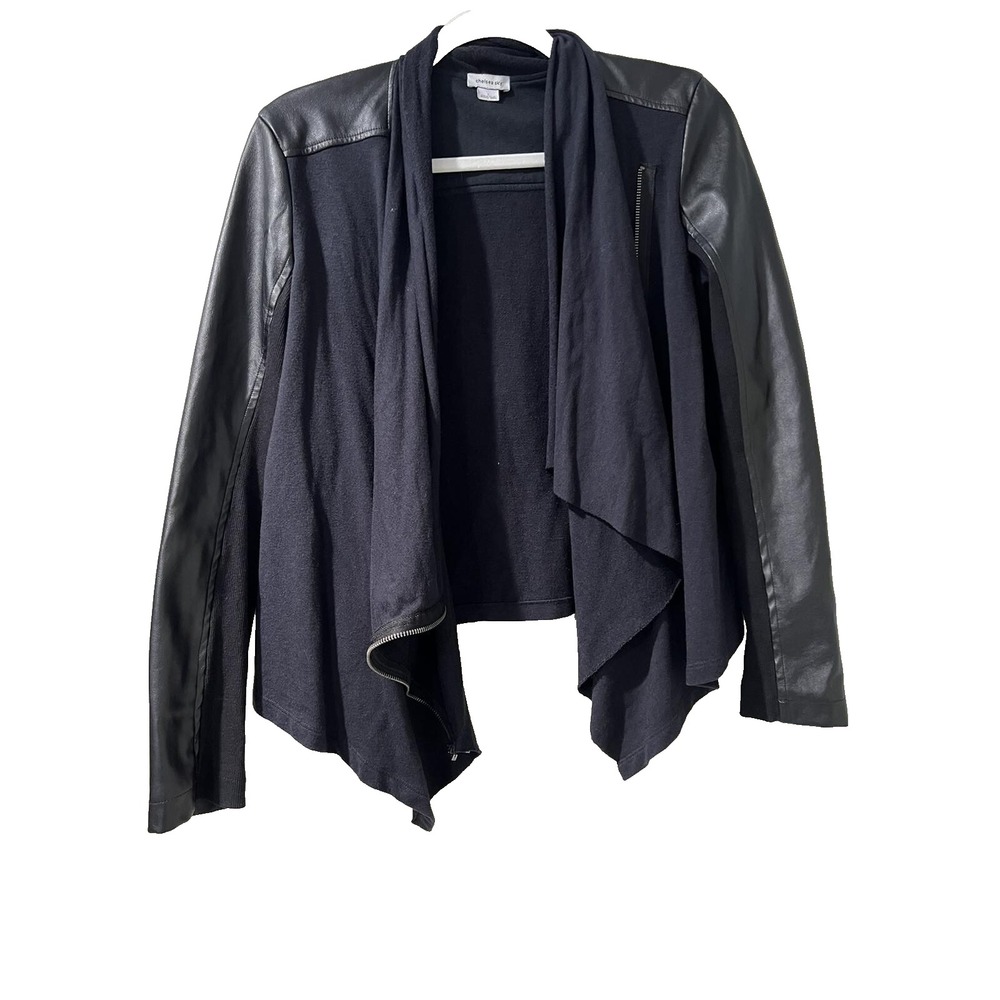 Chelsea Sky Women's Draped Leather Jacket USA Made Mixed Black Size S A001511